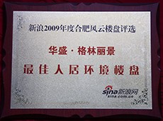 2009年度華盛格林麗景最佳人居環(huán)境樓盤（新浪合肥風(fēng)云樓盤評(píng)選）